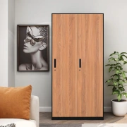 Binggong sauna lock steel locker staff cabinet iron wardrobe staff dormitory gym electronic password lock locker steel walnut grain 2 doors