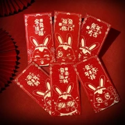 Tenglan File Management New 2023 Personalized Creative Blessing New Year Year of the Rabbit Bronzing Rabbit Year Red Packets 12 Pieces [Random Style]