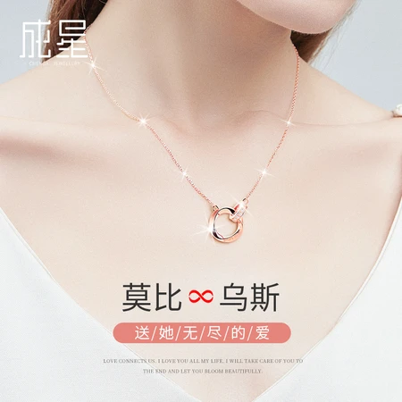 Star 925 Silver Necklace Women's Mobius Ring Fashion Pendant Personality Clavicle Chain Rose Gold Birthday Gift for Girlfriend Wife Star 925 Silver Necklace Women's Mobius Ring Fashion Pendant Personality Clavicle Chain Rose Gold Birthday Gift for Girlfriend Wife