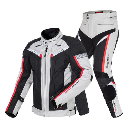 Devil race GHOST RACING motorcycle riding suit suit all seasons universal men's windproof breathable anti-fall motorcycle jacket motorcycle equipment racing suit light gray suit XL Devil race GHOST RACING motorcycle riding suit suit all seasons universal men's windproof breathable anti-fall motorcycle jacket motorcycle equipment racing suit light gray suit XL