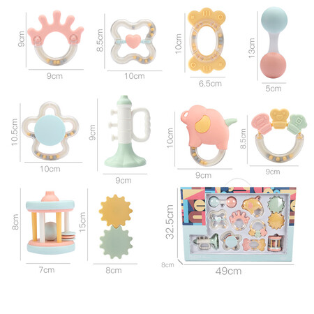Baenshi baby toys 0-1 year old newborn baby toy baby rattle molar teether appease toy color boxed 10-piece set B273 Baenshi baby toys 0-1 year old newborn baby toy baby rattle molar teether appease toy color boxed 10-piece set B273