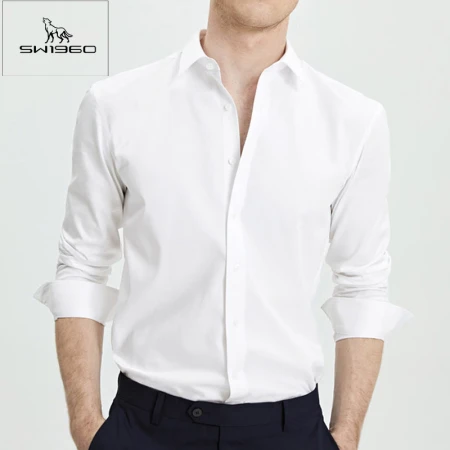 Septwolves Blue Wolf SW1960 long-sleeved shirt men's autumn solid color business professional spring and summer men's white shirt tooling shirt men's short white 2XL Septwolves Blue Wolf SW1960 long-sleeved shirt men's autumn solid color business professional spring and summer men's white shirt tooling shirt men's short white 2XL