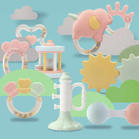 Baenshi baby toys 0-1 year old newborn baby toy baby rattle molar teether appease toy color boxed 10-piece set B273 Baenshi baby toys 0-1 year old newborn baby toy baby rattle molar teether appease toy color boxed 10-piece set B273