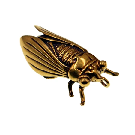 Pure copper cicada piece brass cicada ornament golden cicada portable keychain pendant study handicraft all copper cicada Chinese desktop decoration Pure copper cicada piece brass cicada ornament golden cicada portable keychain pendant study handicraft all copper cicada Chinese desktop decoration