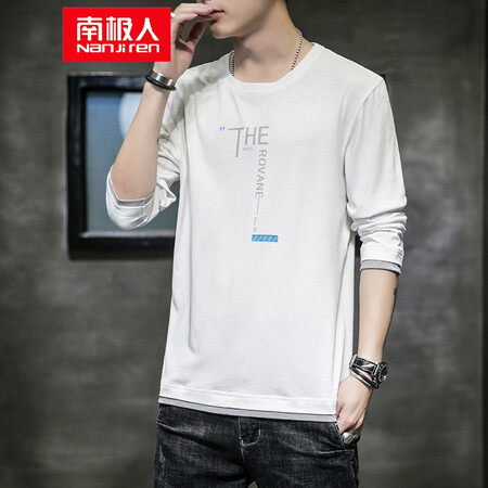 Antarctic long-sleeved t-shirt men's autumn 2020 new trend men's round neck bottoming shirt pullover sports T-shirt top coat men's clothes men's T314 gray 3XL Antarctic long-sleeved t-shirt men's autumn 2020 new trend men's round neck bottoming shirt pullover sports T-shirt top coat men's clothes men's T314 gray 3XL