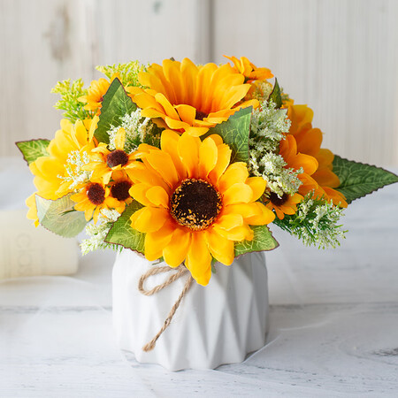 Love loaded sugar sunflower dried flower bouquet decoration fake flower simulation flower plastic flower silk flower flower arrangement ceramic vase floral home living room decoration with bottle 18cm Love loaded sugar sunflower dried flower bouquet decoration fake flower simulation flower plastic flower silk flower flower arrangement ceramic vase floral home living room decoration with bottle 18cm