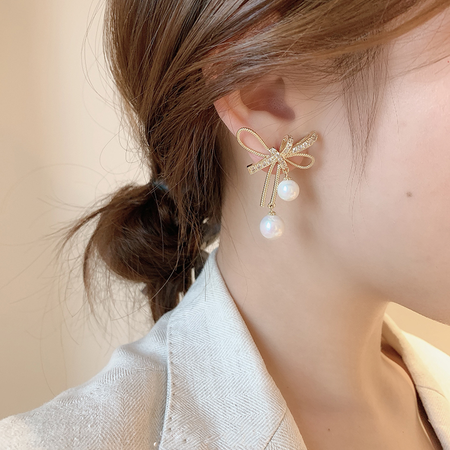 Edel's earrings high-quality round face bow imitation pearl earrings female earrings 2020 new Korean temperament net red earrings Valentine's day gift for girlfriend C3X803-C87 bow gold Edel's earrings high-quality round face bow imitation pearl earrings female earrings 2020 new Korean temperament net red earrings Valentine's day gift for girlfriend C3X803-C87 bow gold