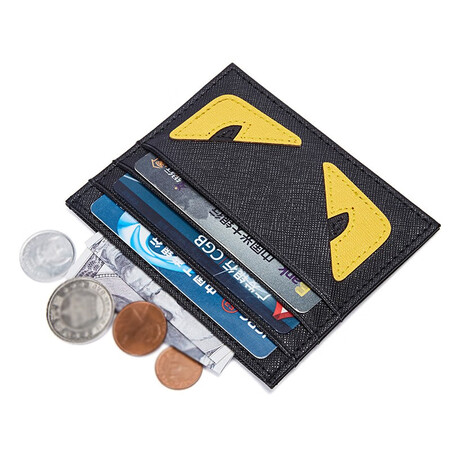 Bostendon Card Case Business Card Holder Thin Convenient Card Case Leather Case Bank Card Case Mini Wallet Black With Yellow Bostendon Card Case Business Card Holder Thin Convenient Card Case Leather Case Bank Card Case Mini Wallet Black With Yellow