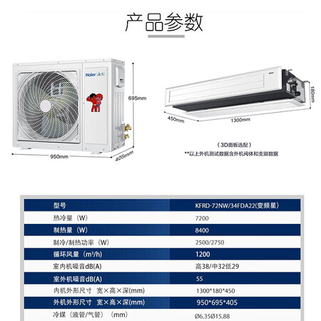 Haier Haier air duct machine one for one central air conditioner household 3 horses intelligent frequency conversion healthy self-cleaning 6 years repair kit KFRD-72NW/34FDA22 frequency conversion star Haier Haier air duct machine one for one central air conditioner household 3 horses intelligent frequency conversion healthy self-cleaning 6 years repair kit KFRD-72NW/34FDA22 frequency conversion star