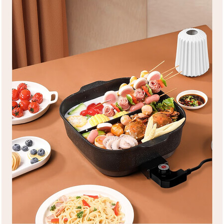 New chef electric grill multi-function electric grill hot pot barbecue dual-use pot household smokeless electric grill pan Yuanyang shabu grilling one non-stick pan Electric grill barbecue pan XCF4 2021 increased upgrade version separable single pot model New chef electric grill multi-function electric grill hot pot barbecue dual-use pot household smokeless electric grill pan Yuanyang shabu grilling one non-stick pan Electric grill barbecue pan XCF4 2021 increased upgrade version separable single pot model
