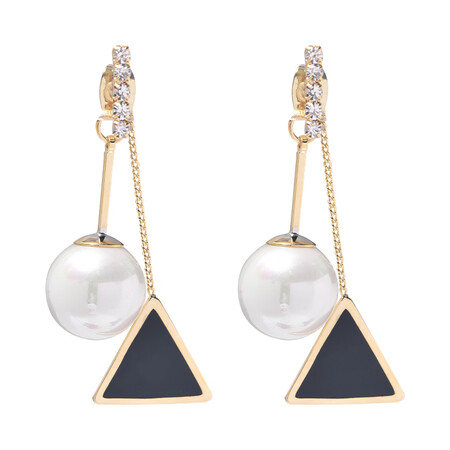 Moon with people 925 silver earrings female earrings Korean temperament net red high-end pearl earrings 2020 new trendy Dongdaemun earrings pearl triangle two earrings Moon with people 925 silver earrings female earrings Korean temperament net red high-end pearl earrings 2020 new trendy Dongdaemun earrings pearl triangle two earrings