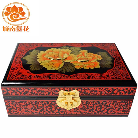 Nine-color jiucai jewelry box Pingyao push light lacquerware Hand-made collections for women’s day gifts Push light lacquer jewelry box Shanxi specialty red peony flower Nine-color jiucai jewelry box Pingyao push light lacquerware Hand-made collections for women’s day gifts Push light lacquer jewelry box Shanxi specialty red peony flower