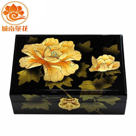 Nine-color jiucai jewelry box Pingyao push light lacquerware Hand-made collections for women’s day gifts Push light lacquer jewelry box Shanxi specialty black gold peony Nine-color jiucai jewelry box Pingyao push light lacquerware Hand-made collections for women’s day gifts Push light lacquer jewelry box Shanxi specialty black gold peony