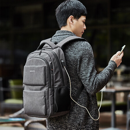 Bosi Dan Dayton men's business casual shoulder bag tide canvas bag large capacity sports campus student backpack laptop bag men and 15.6 inches dark gray Bosi Dan Dayton men's business casual shoulder bag tide canvas bag large capacity sports campus student backpack laptop bag men and 15.6 inches dark gray