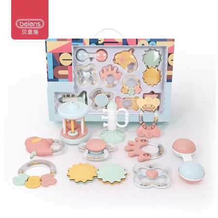 Baenshi baby toys 0-1 year old newborn baby toy baby rattle molar teether appease toy color boxed 10-piece set B273 Baenshi baby toys 0-1 year old newborn baby toy baby rattle molar teether appease toy color boxed 10-piece set B273