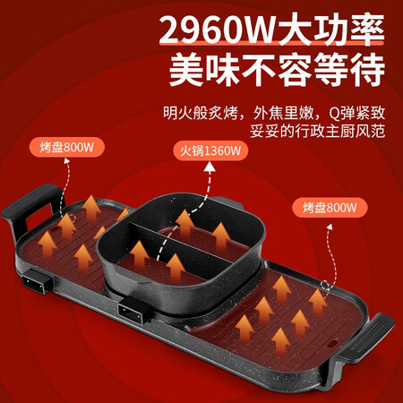 New chef electric grill multi-function electric grill hot pot barbecue dual-use pot household smokeless electric grill pan Yuanyang shabu grilling one non-stick pan Electric grill barbecue pan XCF4 2021 increased upgrade version separable single pot model New chef electric grill multi-function electric grill hot pot barbecue dual-use pot household smokeless electric grill pan Yuanyang shabu grilling one non-stick pan Electric grill barbecue pan XCF4 2021 increased upgrade version separable single pot model