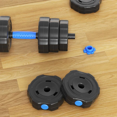 Kaisu blue environmental protection dumbbell 20kg 10kg*2 detachable men's plastic handbell barbell set home sports fitness equipment Kaisu blue environmental protection dumbbell 20kg 10kg*2 detachable men's plastic handbell barbell set home sports fitness equipment
