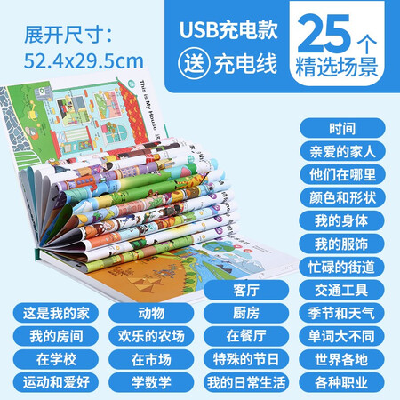 Leleyu super large children's English word point reading voice book early education toys audio learning machine audio books learning English enlightenment gift Leleyu super large children's English word point reading voice book early education toys audio learning machine audio books learning English enlightenment gift