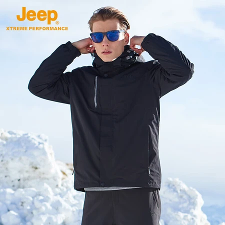 Jeep Men's Jacket Fleece Two-piece Outdoor Jacket Men's Three-in-One Couple Models Windproof Waterproof Warm and Cold-proof Clothes Mountaineering Jacket Men's Brand Black 2XL Jeep Men's Jacket Fleece Two-piece Outdoor Jacket Men's Three-in-One Couple Models Windproof Waterproof Warm and Cold-proof Clothes Mountaineering Jacket Men's Brand Black 2XL