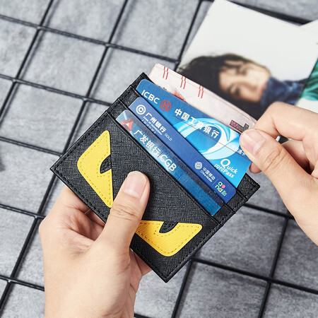 Bostendon Card Case Business Card Holder Thin Convenient Card Case Leather Case Bank Card Case Mini Wallet Black With Yellow Bostendon Card Case Business Card Holder Thin Convenient Card Case Leather Case Bank Card Case Mini Wallet Black With Yellow