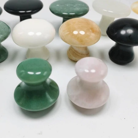 Natural jade mushroom head massage stone facial beauty hot and cold compress energy stone with handle jade scraping board white jade plane Natural jade mushroom head massage stone facial beauty hot and cold compress energy stone with handle jade scraping board white jade plane