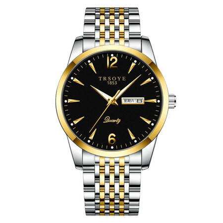 TRSOYE imported movement ultra-thin 8MM men's watch fashion business waterproof luminous men's watch steel belt dual calendar quartz watch leisure mechanical style national watch birthday gift T068 silver steel black face TRSOYE imported movement ultra-thin 8MM men's watch fashion business waterproof luminous men's watch steel belt dual calendar quartz watch leisure mechanical style national watch birthday gift T068 silver steel black face