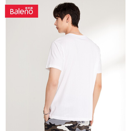Baleno Baleno short-sleeved t-shirt men's cotton fashion solid color round neck loose top simple basic youth fashion comfortable compassionate casual bottoming shirt round neck-01W bleached L Baleno Baleno short-sleeved t-shirt men's cotton fashion solid color round neck loose top simple basic youth fashion comfortable compassionate casual bottoming shirt round neck-01W bleached L