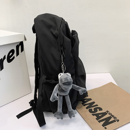 Galton backpack male Korean Harajuku ulzzang school bag female junior high school college student rucksack large capacity scratch-resistant and wear-resistant 15.6-inch laptop bag black with orangutan pendant Galton backpack male Korean Harajuku ulzzang school bag female junior high school college student rucksack large capacity scratch-resistant and wear-resistant 15.6-inch laptop bag black with orangutan pendant