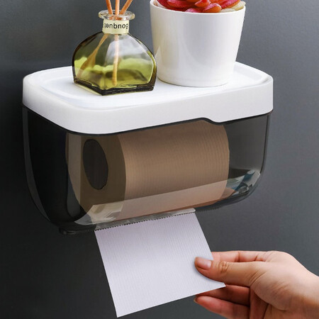 Meijia life toilet tissue box toilet paper box waterproof pumping toilet tissue box non-marking stickers free perforated roll paper rack Meijia life toilet tissue box toilet paper box waterproof pumping toilet tissue box non-marking stickers free perforated roll paper rack