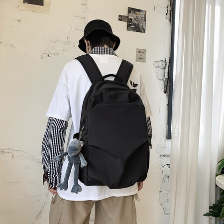 Galton backpack male Korean Harajuku ulzzang school bag female junior high school college student rucksack large capacity scratch-resistant and wear-resistant 15.6-inch laptop bag black with orangutan pendant Galton backpack male Korean Harajuku ulzzang school bag female junior high school college student rucksack large capacity scratch-resistant and wear-resistant 15.6-inch laptop bag black with orangutan pendant