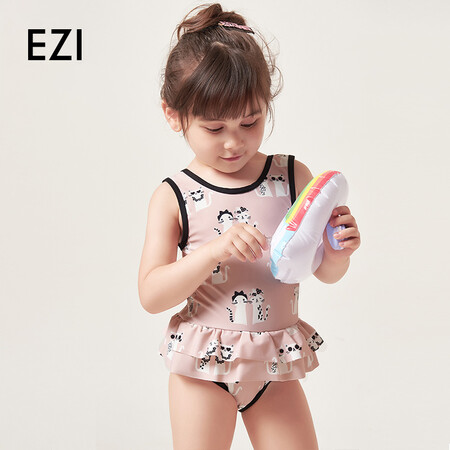 Yi Zi Ladies Swimsuit Children's Swimsuit Women's One-Piece Swimsuit for Small, Medium, Big and Big Children Girls and Baby Girls Triangle Print Hot Spring Swimsuit EZI18G007 Cat Print 130cm Yi Zi Ladies Swimsuit Children's Swimsuit Women's One-Piece Swimsuit for Small, Medium, Big and Big Children Girls and Baby Girls Triangle Print Hot Spring Swimsuit EZI18G007 Cat Print 130cm