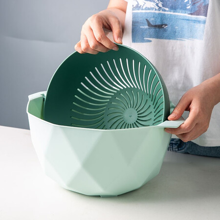 Porcelain soul Nordic fruit plate/fruit basket double drain basket fruit basket vegetable sink kitchen water filter basket large capacity vegetable sink household fruit plate basin for vegetable washing Small geometric green Porcelain soul Nordic fruit plate/fruit basket double drain basket fruit basket vegetable sink kitchen water filter basket large capacity vegetable sink household fruit plate basin for vegetable washing Small geometric green