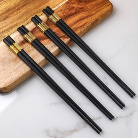 Huixun chopsticks 10 pairs set Jinfu Mianmian, stainless and moldy chopsticks for household hotels, tableware set Huixun chopsticks 10 pairs set Jinfu Mianmian, stainless and moldy chopsticks for household hotels, tableware set