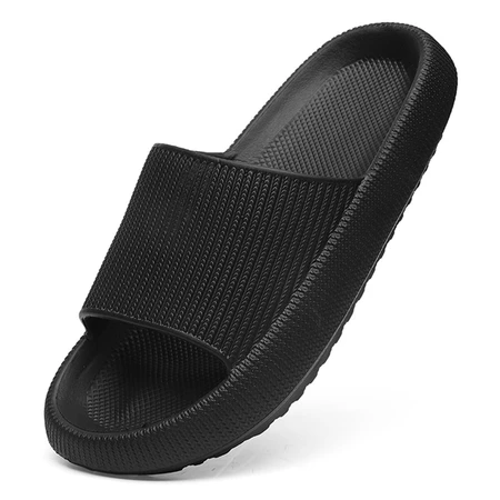 Lu Weiyu slippers men's thick-soled couple's home slippers stepping on shit feeling sandals and slippers women's indoor and outdoor home dragging black 44-45 Lu Weiyu slippers men's thick-soled couple's home slippers stepping on shit feeling sandals and slippers women's indoor and outdoor home dragging black 44-45