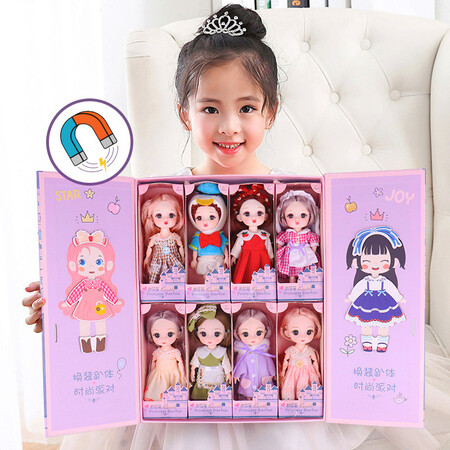 Xu Beile Barbie Doll Set Gift Box Ribbon Castle Magnetic Sticker Dress Up 8 Mini Dolls Toys Girl Dress Up Princess Dolls House Toys Children's Birthday Gifts Xu Beile Barbie Doll Set Gift Box Ribbon Castle Magnetic Sticker Dress Up 8 Mini Dolls Toys Girl Dress Up Princess Dolls House Toys Children's Birthday Gifts