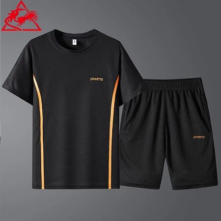 Lake rooster sports suit men's summer short-sleeved T-shirt new elastic comfortable breathable thin section quick-drying casual underwear 8805 black 5XL about 175-195 catties Lake rooster sports suit men's summer short-sleeved T-shirt new elastic comfortable breathable thin section quick-drying casual underwear 8805 black 5XL about 175-195 catties
