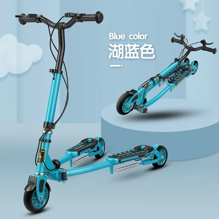 Scooter children's three-wheeled frog-style scooter 3-12 years old two-pedal scissor car baby child's feet separated four-sliding skateboard frog-style scooter-lake blue-pedal flash + flash wheel Scooter children's three-wheeled frog-style scooter 3-12 years old two-pedal scissor car baby child's feet separated four-sliding skateboard frog-style scooter-lake blue-pedal flash + flash wheel