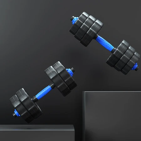 Kaisu blue environmental protection dumbbell 20kg 10kg*2 detachable men's plastic handbell barbell set home sports fitness equipment Kaisu blue environmental protection dumbbell 20kg 10kg*2 detachable men's plastic handbell barbell set home sports fitness equipment