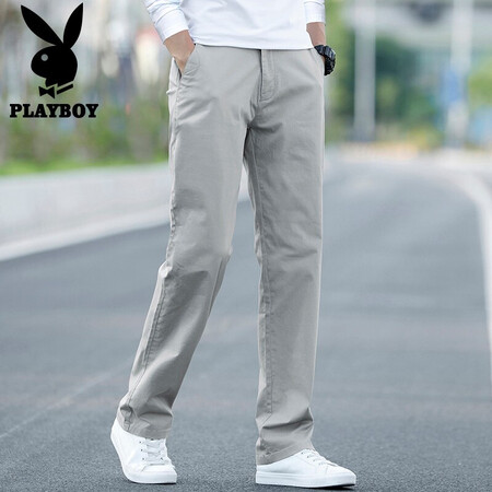 Playboy PLAYBOY casual pants men's 2021 autumn and winter pants men's loose straight men's pants large size men's pants light gray 32 Playboy PLAYBOY casual pants men's 2021 autumn and winter pants men's loose straight men's pants large size men's pants light gray 32