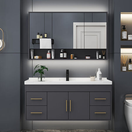 Yanfeng modern light luxury smart mirror ceramic integrated basin cabinet bathroom cabinet combination bathroom hotel wind vanity sink small apartment washbasin cabinet iron gray 0.6m ceramic basin + ordinary mirror cabinet with installation Yanfeng modern light luxury smart mirror ceramic integrated basin cabinet bathroom cabinet combination bathroom hotel wind vanity sink small apartment washbasin cabinet iron gray 0.6m ceramic basin + ordinary mirror cabinet with installation