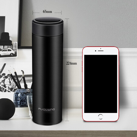 Fuguang 304 stainless steel tea cup student water cup vacuum business thermos insulated pot men and women stylish straight cup with filter 480ML black WFZ1063-480 Fuguang 304 stainless steel tea cup student water cup vacuum business thermos insulated pot men and women stylish straight cup with filter 480ML black WFZ1063-480
