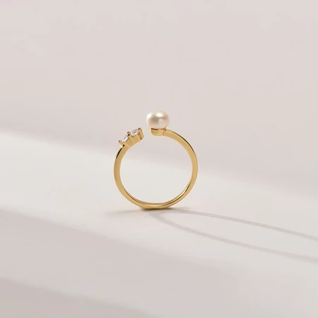 Jingrun Wanru Freshwater Pearl Ring 5-6mm Alloy White Steamed Bun Shape Fashion Simple Gift for Girlfriend 5-6mm Jingrun Wanru Freshwater Pearl Ring 5-6mm Alloy White Steamed Bun Shape Fashion Simple Gift for Girlfriend 5-6mm