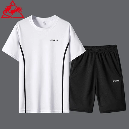 Lake rooster sports suit men's summer short-sleeved T-shirt new elastic comfortable breathable thin section quick-drying casual underwear 8805 black 5XL about 175-195 catties Lake rooster sports suit men's summer short-sleeved T-shirt new elastic comfortable breathable thin section quick-drying casual underwear 8805 black 5XL about 175-195 catties