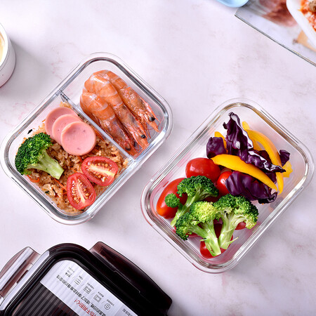 LOCK&LOCK LOCK/LOCK crisper, microwave lunch box, high-boron heat-resistant glass separated lunch box, two-piece lunch box, free lunch bag 560+610ml LLG990S101 LOCK&LOCK LOCK/LOCK crisper, microwave lunch box, high-boron heat-resistant glass separated lunch box, two-piece lunch box, free lunch bag 560+610ml LLG990S101