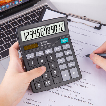 Powerful deli dual power portable desktop calculator 12-bit large screen desktop computer office supplies black 837 Powerful deli dual power portable desktop calculator 12-bit large screen desktop computer office supplies black 837