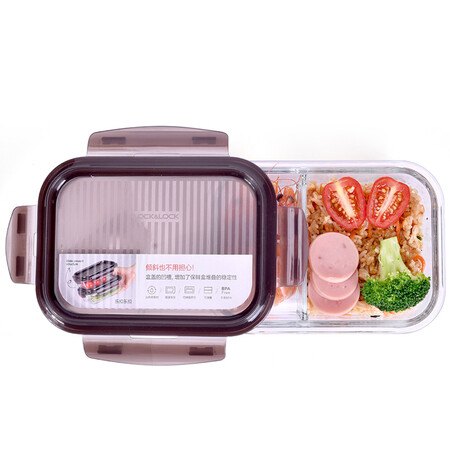 LOCK&LOCK LOCK/LOCK crisper, microwave lunch box, high-boron heat-resistant glass separated lunch box, two-piece lunch box, free lunch bag 560+610ml LLG990S101 LOCK&LOCK LOCK/LOCK crisper, microwave lunch box, high-boron heat-resistant glass separated lunch box, two-piece lunch box, free lunch bag 560+610ml LLG990S101