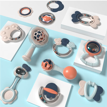 Leqin Lechin Baby Toys Newborn Fun Handbell Molar Teether Appease Toy Baby Rattle 12-piece Set Leqin Lechin Baby Toys Newborn Fun Handbell Molar Teether Appease Toy Baby Rattle 12-piece Set