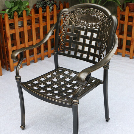 Aoting outdoor furniture cast aluminum table and chair five-piece set combination outdoor balcony European-style courtyard garden terrace sun room leisure outdoor table coffee iron table and chair seven-piece set bronze 150CM one table and four chairs A combination with seat cushion Aoting outdoor furniture cast aluminum table and chair five-piece set combination outdoor balcony European-style courtyard garden terrace sun room leisure outdoor table coffee iron table and chair seven-piece set bronze 150CM one table and four chairs A combination with seat cushion