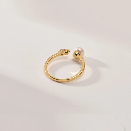 Jingrun Wanru Freshwater Pearl Ring 5-6mm Alloy White Steamed Bun Shape Fashion Simple Gift for Girlfriend 5-6mm Jingrun Wanru Freshwater Pearl Ring 5-6mm Alloy White Steamed Bun Shape Fashion Simple Gift for Girlfriend 5-6mm