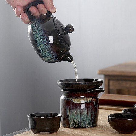 Long Yin Tea Set Set Jian Zhan Ceramic Household Kung Fu Tea Set Tea Cup Pu'er Simple Chinese Gift Box Teapot Kiln Change Jun Kiln Complete Tea Set Long Yin Tea Set Set Jian Zhan Ceramic Household Kung Fu Tea Set Tea Cup Pu'er Simple Chinese Gift Box Teapot Kiln Change Jun Kiln Complete Tea Set